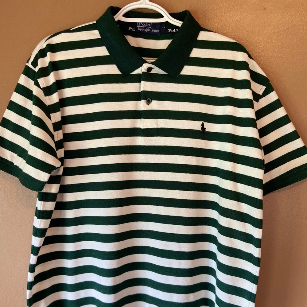 Ralph Lauren, Polo shirt, Green/White, Size Large